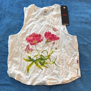 Levi's White Floral Women's Tank Top